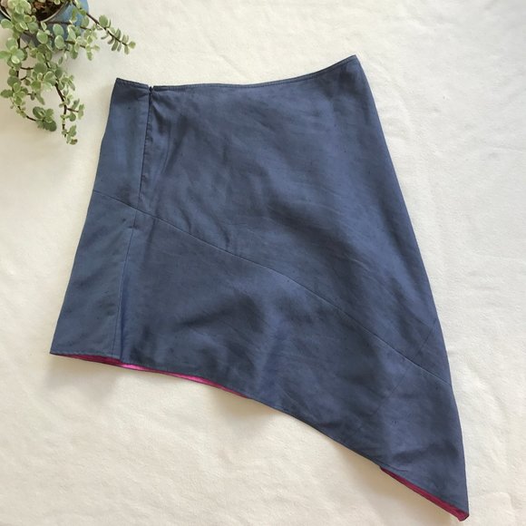Emporio Armani Asymmetrical Mini Skirt Linen Blue - Picture 2 of 15